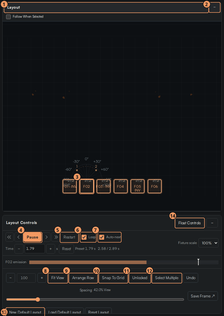 Stage panel with Layout Controls