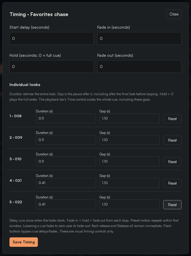 Playback settings dialog