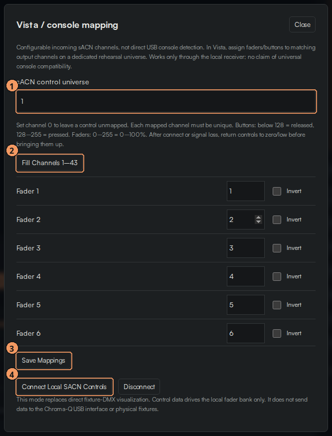 Console mapping dialog